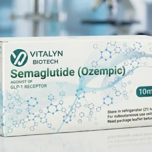 Vitalyn Biotech Semaglutide 10mg pen kit shown in premium, protective laboratory packaging for analytical evaluation.